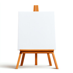 Blank canvas on easel ready for painting, perfect for artists and creative projects with white isolated background.