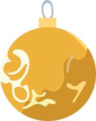 Isolated Yellow Bauble Icon in Flat Style.