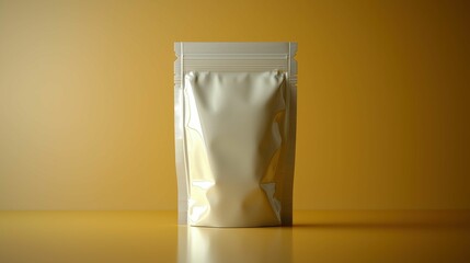 This image showcases a sleek, golden package against a rich yellow background, emphasizing modern packaging aesthetics and simplicity.
