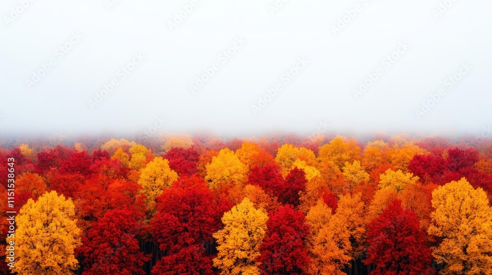 Aufkleber autumn forest concept. vibrant autumn trees displaying a stunning array of red and yellow foliage in