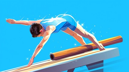 Professional Gymnast Exercising on Pommel Horse Sketch Icon for Fitness Enthusiasts