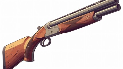 Hunting Club Logo with Shotgun Cross Icon - Gun Symbol Flat Design