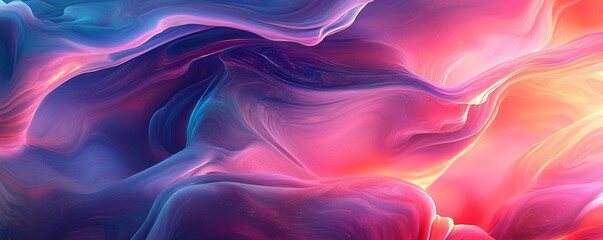 Obraz premium Colorful fluid art creating soft, dreamy abstract visuals. Generative AI