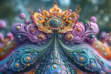 Fototapeta premium expanding Fractal patterns outward with intricate details in bright colors. Generative AI