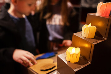 Kids go through tasks in the quest room and look for keys. Adventures of friends in a magical labyrinth, logic tests