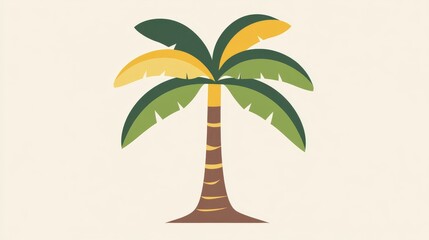 68.A stylish banana tree silhouette logo with a straight trunk and gracefully arching leaves. The flat design uses clean lines to represent the tree's shape, ideal for a modern, tropical-themed logo