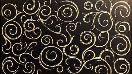 Elegant Gold Swirls on a Black Background