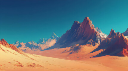 Naklejka premium Majestic Desert Mountain Range: An Alien Landscape