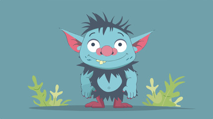 Naklejka premium Cute Cartoon Troll Flat Vector Illustration