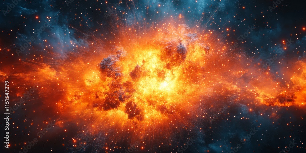 Wall mural cosmic explosions creating bold, radiant abstract textures. generative ai