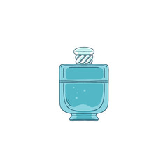 Obraz premium Vector illustration with the image of Jar with a lid with perfume or toilet water.