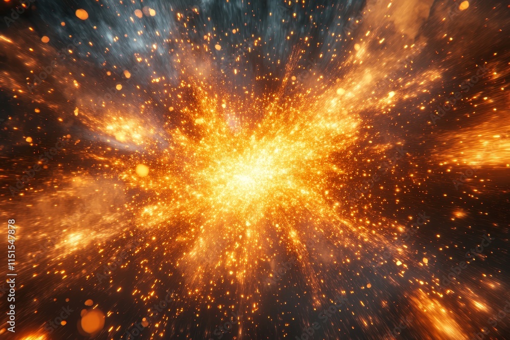Wall mural cosmic explosions creating radiant, energetic abstract depth. generative ai