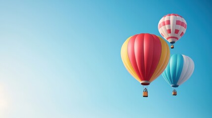 Obraz premium Colorful Hot Air Balloons Against Clear Blue Sky
