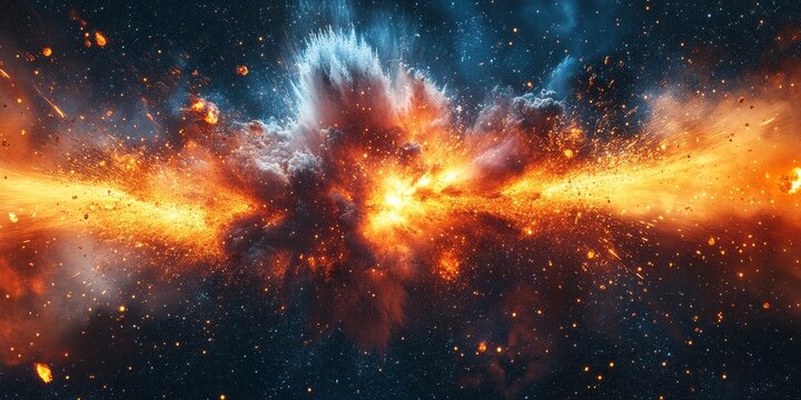 Cosmic explosions merging stars and abstract colors. Generative AI