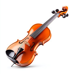 Fototapeta premium Elegant violin with a shiny finish on a white isolated background.