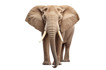 Fototapeta premium Majestic Elephant on Transparent Background – Wild Animal Portrait, African and Asian Elephant, Iconic Mammal of Nature and Wildlife, Symbol of Strength, Serenity, and Conservation. Png cut out.