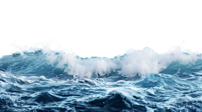 Sea waves isolated on transparent white background PNG - Powered by Adobe