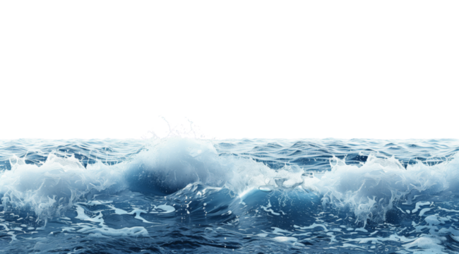Sea waves isolated on transparent white background PNG