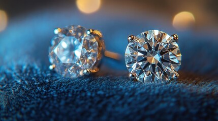 Dazzling Diamond Earrings: A Close-Up of Sparkling Gems