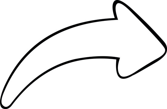 vector illustration drawing black and white icon curve arrow shape, indicating right side