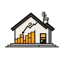House price increase, real estate growth chart.