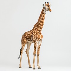 Obraz premium full body shot of a giraffe standing on a white background