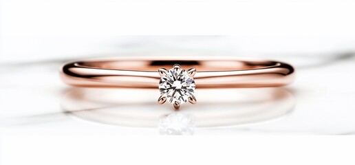 Elegant rose gold engagement ring with a diamond centerpiece.