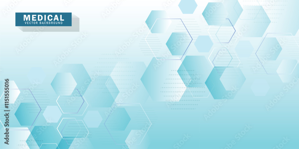 Poster abstract technology or medical background with hexagons shape pattern