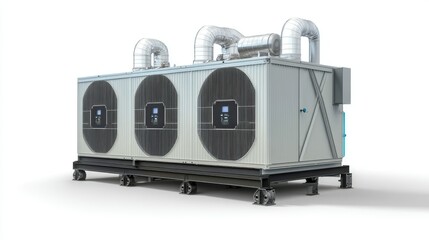 A high-capacity industrial air conditioning unit, showcased on a white background for robust and reliable engineering