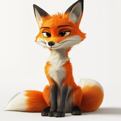 Obraz premium a cartoon fox sitting down on a white background