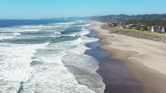 A rare aerial drone video of Neskowin Beach and Proposal Rock on the Oregon Coast, filmed during sunny spring 2020. Captured amidst COVID-19 lockdown, showcasing the empty beach due to restrictions