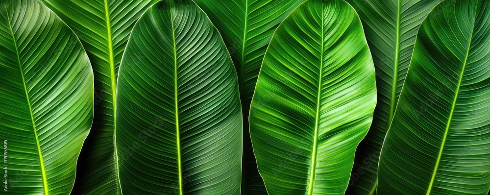 Poster foliage abstract background concept. vibrant green leaves displaying intricate patterns and textures