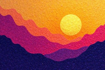 Obraz premium Sunset-inspired abstract art featuring yellow pink orange violet purple gradients on a rugged textured canvas, art, violet, sunset