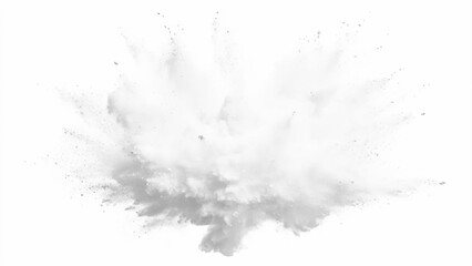 White powder explosion white background. Abstract powder splatted on white background, freeze motion of white powder exploding or throwing white powder.	