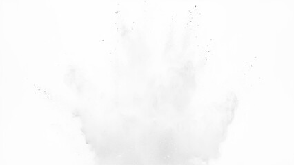 White Powder Explosion, Bright white paint color powder explosion. White powder explosion cloud against white background. White dust particle splash. 