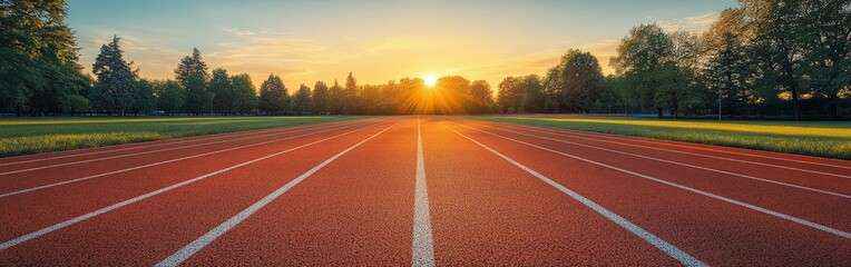 Athletic Track at Sunset with Golden Glow