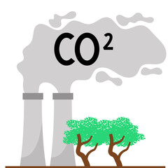Tree Absorbing CO2 Illustration