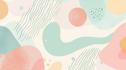 Colorful pastel abstract design featuring organic shapes and flowing lines in a harmonious arrangement