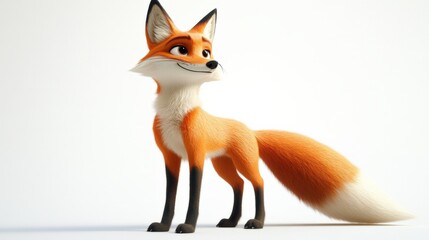 Obraz premium A cartoon fox standing on a white background