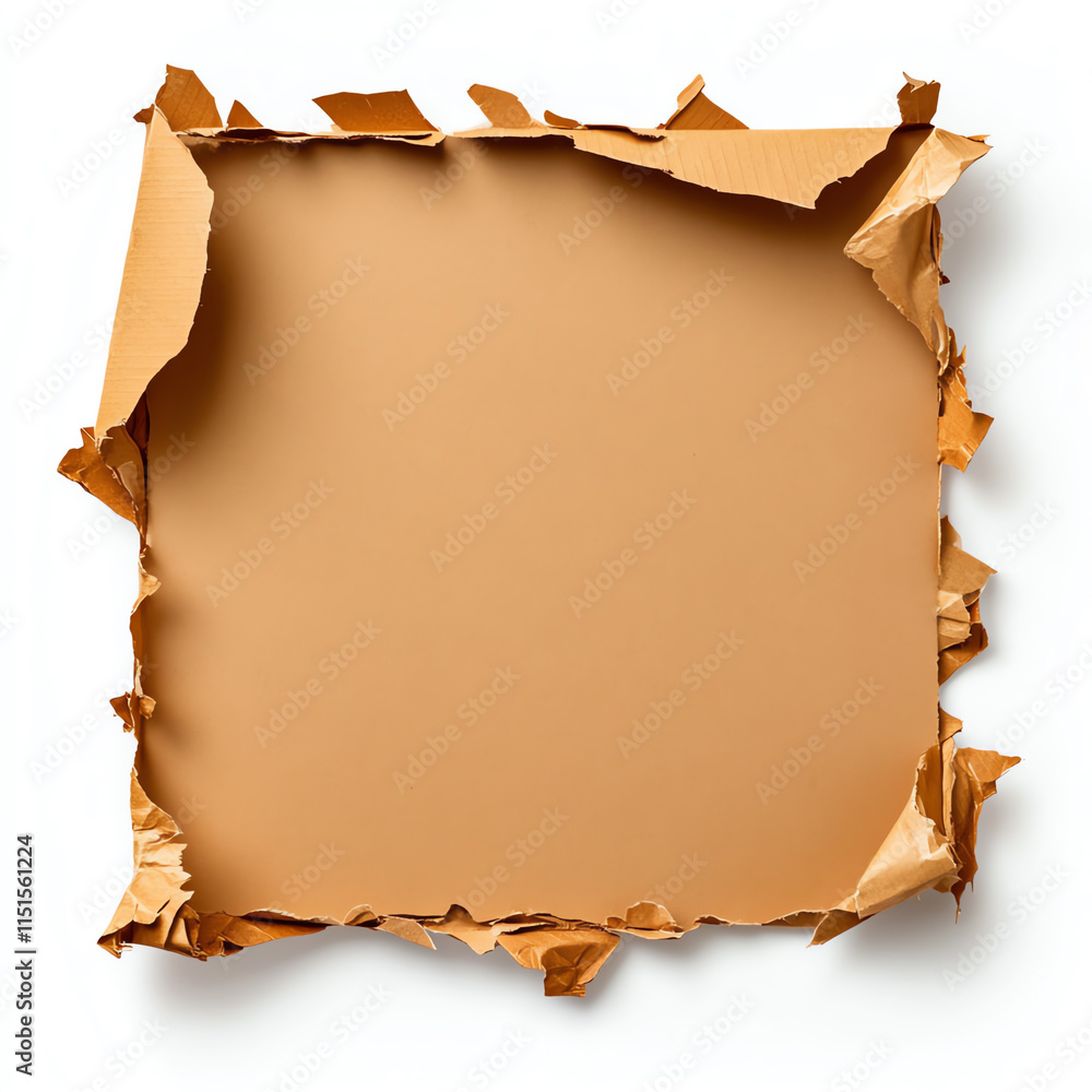 Poster torn paper border with a blank center, perfect for framing messages or images on a light background.