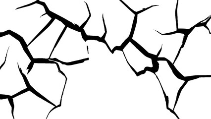 Cracks transparent background. Cracked white background wall crack texture distressed cracked surface grunge wall cracked pattern on white and transparent background.