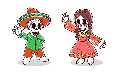 Sugar skull character celebrate party vector illustration