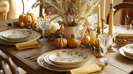 Autumn Harvest Thanksgiving Table Setting: A Rustic and Elegant Feast
