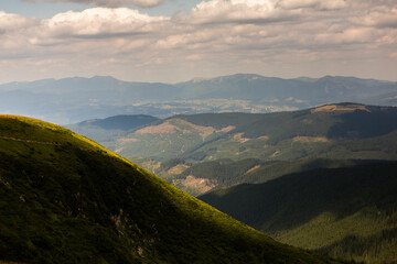 photo with beautiful spring landscape in the Carpathian mountains of Ukraine.