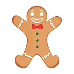 Gingerbread man sweet cookie isolated on white background. Christmas elements. Vector illustration eps.