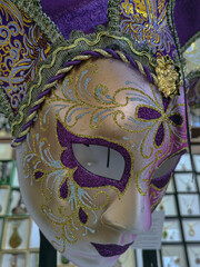 Carnival masks for sale on a souvenir shop in Venice, Italy