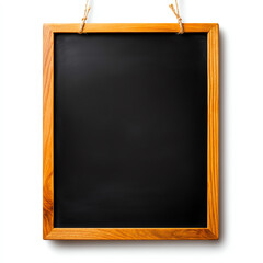 Fototapeta premium Wooden framed chalkboard with a black surface, perfect for notes or menus, isolated on a white background.