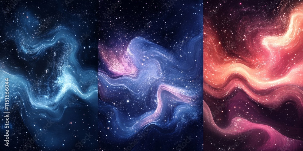 Wall mural deep space designs blending cosmic and abstract patterns. generative ai