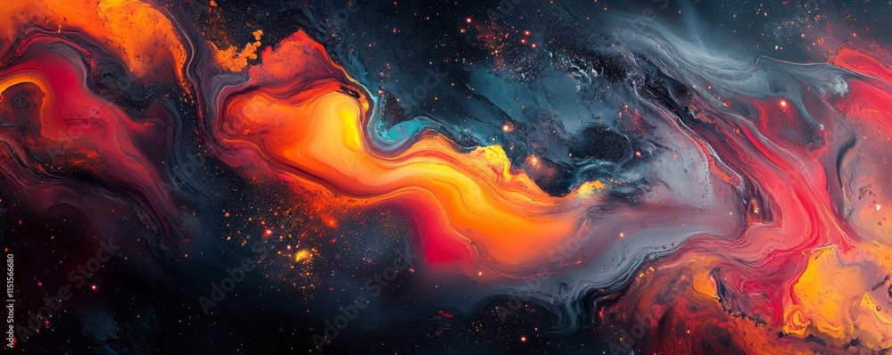 Wall mural deep space rendered in bold cosmic abstract styles. generative ai