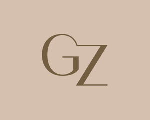 GZ letter logo icon design. Classic style luxury initials monogram.